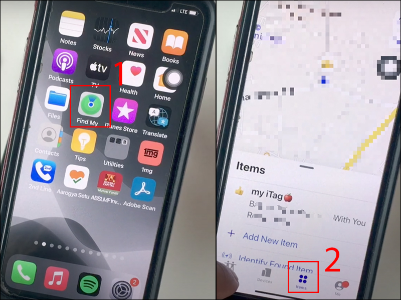 Khởi động Find My App v&agrave; chọn items